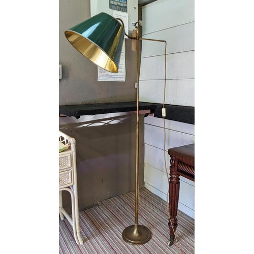 381 - VAUGHAN FLOOR LAMP, adjustable branch and column, weighted circular base, dark green coloured shade,... 