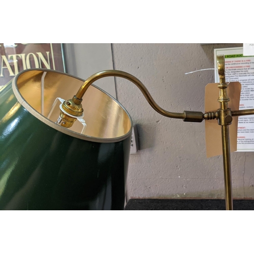 381 - VAUGHAN FLOOR LAMP, adjustable branch and column, weighted circular base, dark green coloured shade,... 