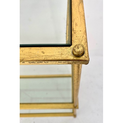 533 - MAISON BAGUES STYLE SIDE TABLES, a pair, 46cmx 46cm x 46cm, square form, inset mirrored glass to top... 