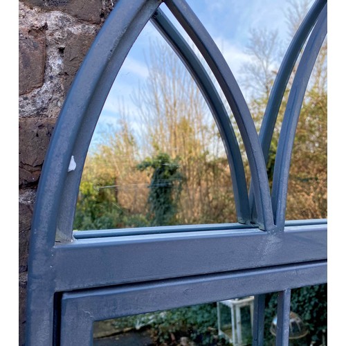 535 - ARCHITECTURAL GARDEN WALL MIRROR, gated design, 180cm x 75cm.