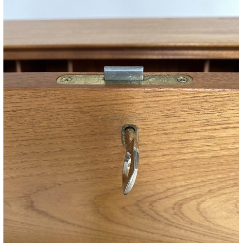 352 - NATHAN TEAK BUREAU, 1970s teak, with fall front fitted interior, writing surface and four long drawe... 