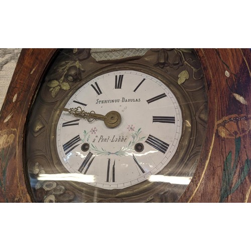 172 - LONGCASE CLOCK, French 19th century by 'Stervinov-Daoulas', painted pine with brass and enameled fac... 