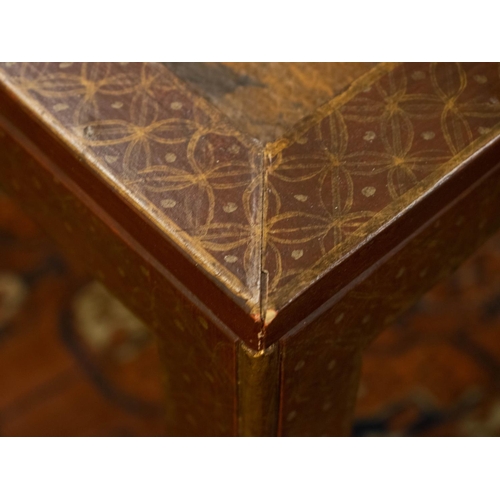 171 - LOW TABLE, Chinese scarlet lacquer, painted and gilt decorated with inset rectangular glass top, 46c... 