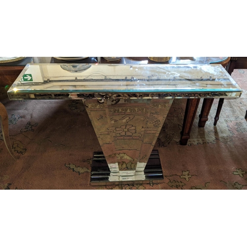 346 - CONSOLE TABLE, Art Deco style, mirrored, 32cm D x 82cm H x 118cm W.