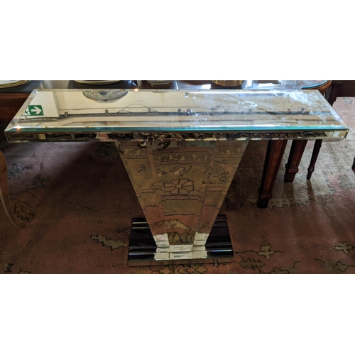 346 - CONSOLE TABLE, Art Deco style, mirrored, 32cm D x 82cm H x 118cm W.