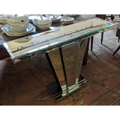 346 - CONSOLE TABLE, Art Deco style, mirrored, 32cm D x 82cm H x 118cm W.