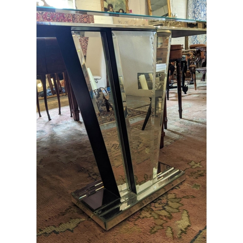 346 - CONSOLE TABLE, Art Deco style, mirrored, 32cm D x 82cm H x 118cm W.