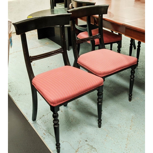 347 - OKA DINING CHAIRS, a set of six, ebonised, 48cm x 91cm H. (6)