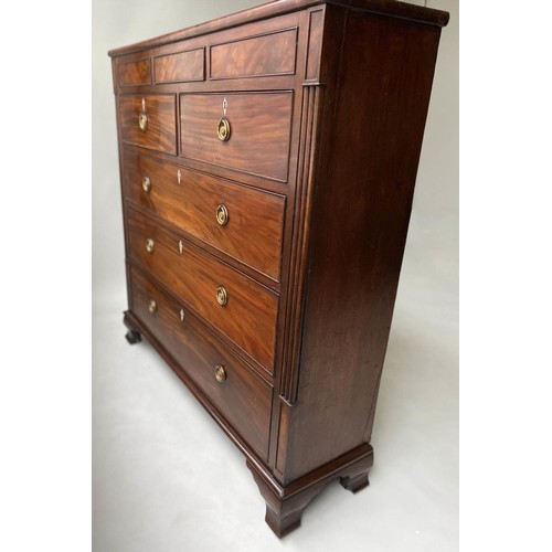 260 - SCOTTISH HALL CHEST, early 19th century adapted flame mahogany of shallow proportions with a central... 