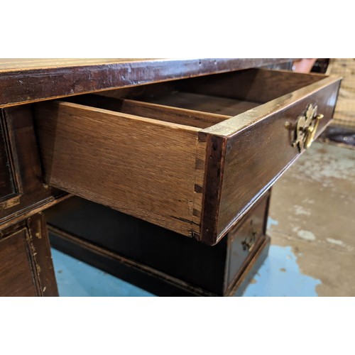 273 - PARTNERS DESK, 19th century mahogany with a rectangular gilt tooled leather top above nine drawers t... 