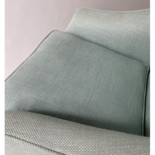 343 - LAURA ASHLEY ARMCHAIR, duck egg blue cotton weave upholstered, with square section supports, 75cm.