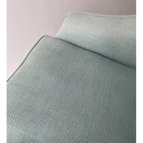 343 - LAURA ASHLEY ARMCHAIR, duck egg blue cotton weave upholstered, with square section supports, 75cm.