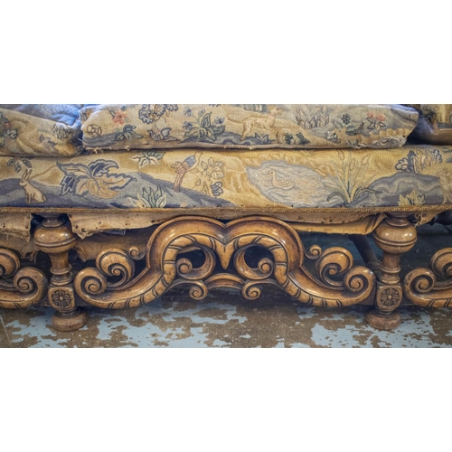 246 - SOFA, late 19th century William and Mary style walnut in old gros and petit point needlework tapestr... 