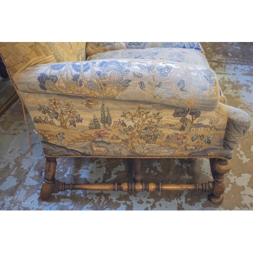 246 - SOFA, late 19th century William and Mary style walnut in old gros and petit point needlework tapestr... 