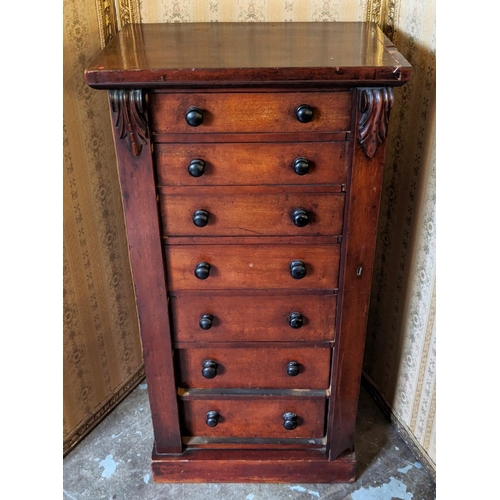 244 - WELLINGTON CHEST, Victorian mahogany, with seven drawers, 52cm x 34cm x 105cm H.