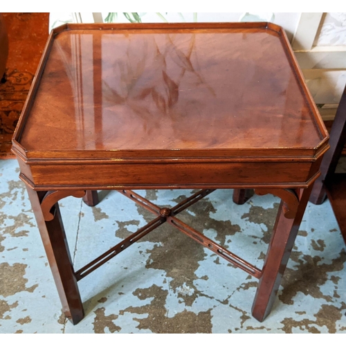 239 - LAMP TABLES, a pair, Georgian style mahogany, and another similar table, 54cm H x 50cm x 42cm. (3)