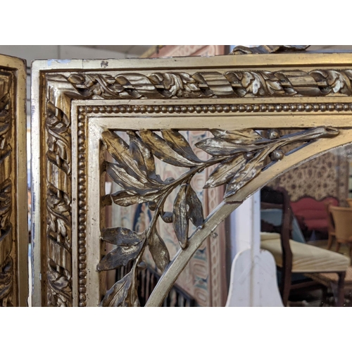 249 - GILT SCREEN, three fold, centre panel, 59cm x 172cm H, side panels each 53cm W, late 19th century Fr... 