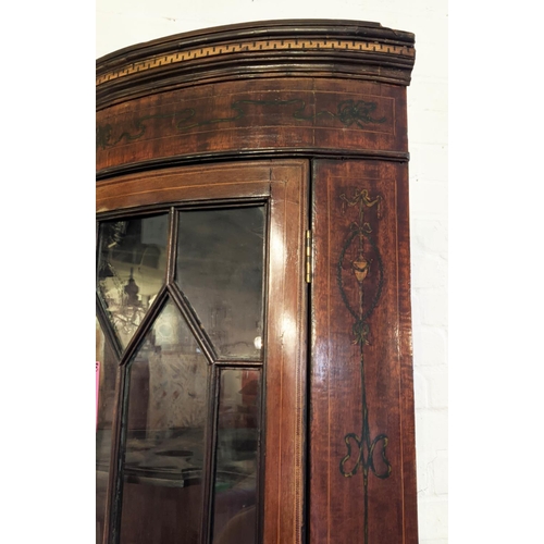 251 - CORNER CABINET, George III painted mahogany, floor standing, bow fronted with a glazed upper section... 