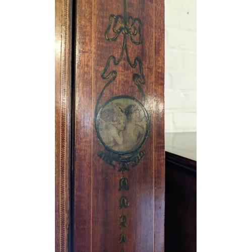 251 - CORNER CABINET, George III painted mahogany, floor standing, bow fronted with a glazed upper section... 