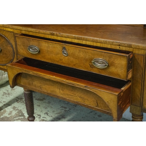 236 - SIDEBOARD, Regency mahogany, circa 1810, with sliding doors above a further door, two middle drawers... 