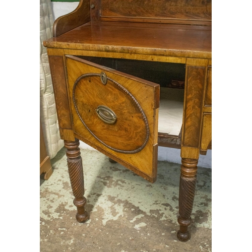 236 - SIDEBOARD, Regency mahogany, circa 1810, with sliding doors above a further door, two middle drawers... 