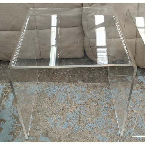 418 - SIDE TABLES, a pair, minimalist perspex design, 50cm x 50cm x 50cm. (2)