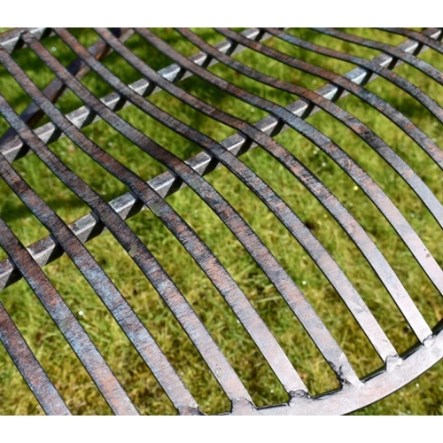 427 - ARCHITECTURAL METAL GARDEN BENCH, Italian style, 90cm H x 110cm W x 67cm D.