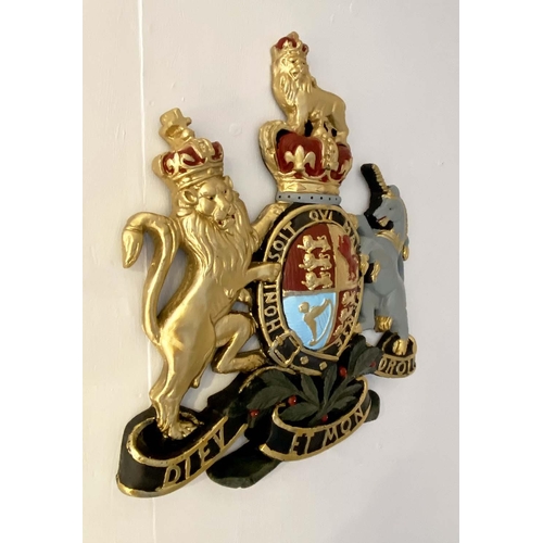 429 - ARMORIAL WALL PLAQUE, 75cm H x 70cm W x 6cm D, polychrome finish.