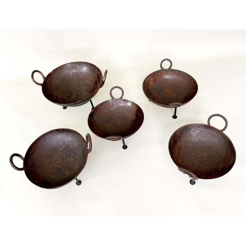 431 - KADI FIRE BOWLS, a set of five, Indian Raj style, various sizes, 51cm diam at largest. (5)