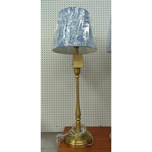 447 - LAUREN RALPH LAUREN HOME TABLE LAMPS, a pair, gilt metal, with shades, 83cm. (2)