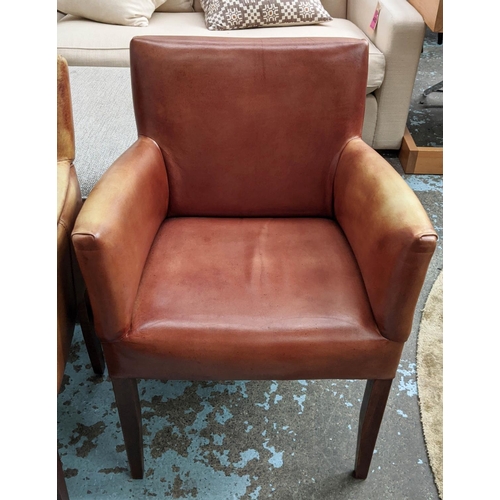 461 - ARMCHAIRS, a pair, 60cm x 47cm x 84cm, leather finish with a pair of side chairs, 44cm x 44cm x 93.5... 