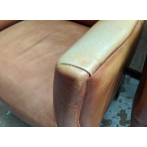 461 - ARMCHAIRS, a pair, 60cm x 47cm x 84cm, leather finish with a pair of side chairs, 44cm x 44cm x 93.5... 