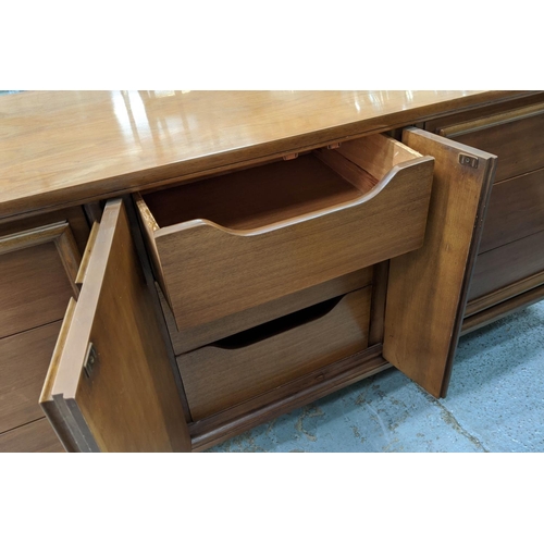 462 - THOMASVILLE SIDEBOARD, American walnut, with centre cane panelled doors flanked by drawers, 188cm x ... 