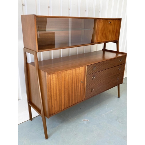 335 - NATHAN CABINET, 1960s teak and afromosia, with glazed doors, cabinet doors and reeded drawers, 127cm... 