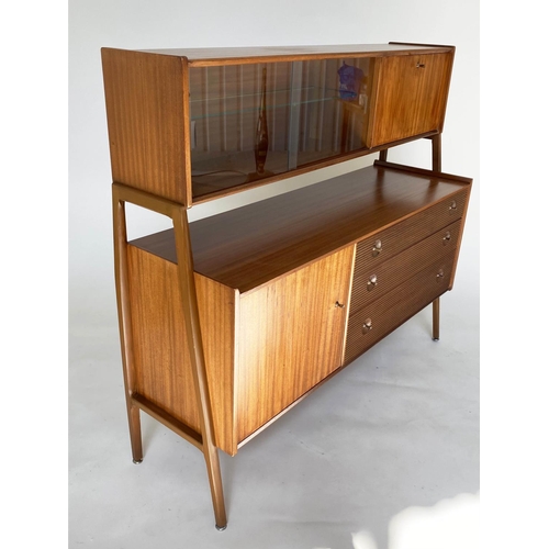 335 - NATHAN CABINET, 1960s teak and afromosia, with glazed doors, cabinet doors and reeded drawers, 127cm... 