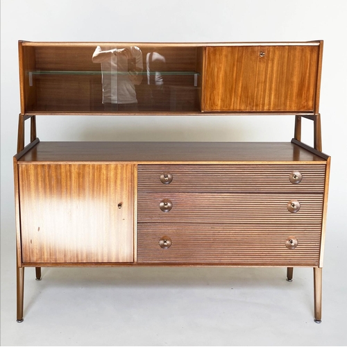 335 - NATHAN CABINET, 1960s teak and afromosia, with glazed doors, cabinet doors and reeded drawers, 127cm... 