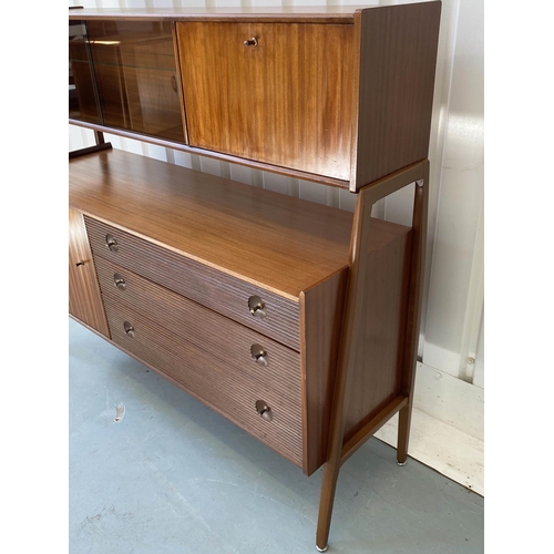 335 - NATHAN CABINET, 1960s teak and afromosia, with glazed doors, cabinet doors and reeded drawers, 127cm... 