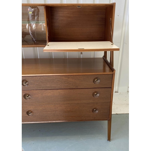 335 - NATHAN CABINET, 1960s teak and afromosia, with glazed doors, cabinet doors and reeded drawers, 127cm... 