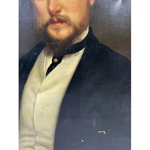 56 - 19TH CENTURY BRITISH SCHOOL, 'Portrait of a Gentleman', oil on canvas, 68cm x 58cm, unframed.