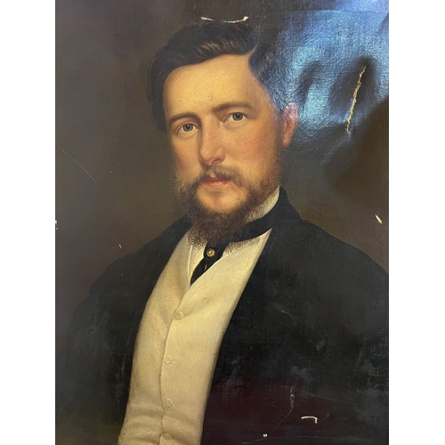 56 - 19TH CENTURY BRITISH SCHOOL, 'Portrait of a Gentleman', oil on canvas, 68cm x 58cm, unframed.