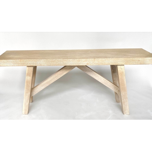 231 - CONSOLE TABLE, Arts and Crafts style bleached and limed solid oak, 170cm x 35cm x 73cm H.