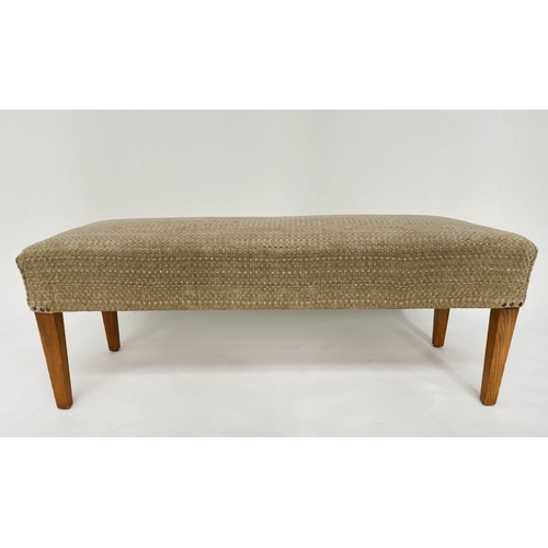 233 - WINDOW SEAT, traditional rectangular weave upholstered with tapering supports, 125cm W x 50cm D x 48... 