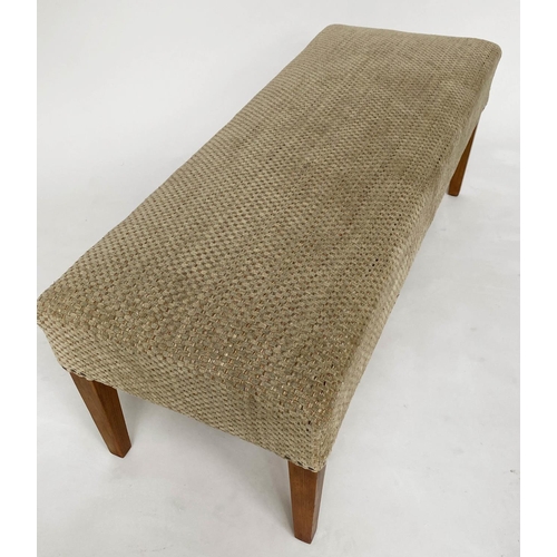 233 - WINDOW SEAT, traditional rectangular weave upholstered with tapering supports, 125cm W x 50cm D x 48... 