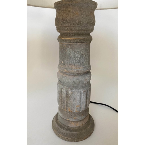 204 - TABLE LAMPS, a pair, turned baluster column and stone effect, with shades, 66cm H. (2)