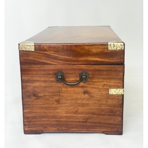 199 - TRUNK, 19th century Chinese export, camphorwood and brass bound, with rising lid and carrying handle... 