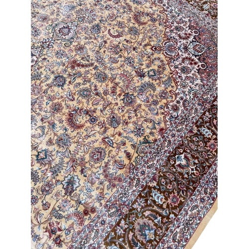 107 - PART SILK ISPHAHAN DESIGN CARPET, 295cm x 190cm.