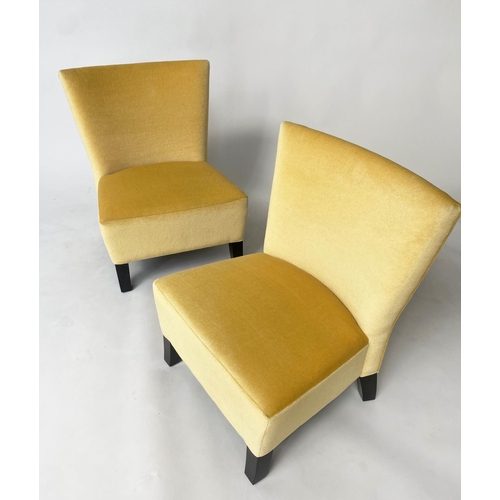 186 - 'SCOTT' COCKTAIL CHAIRS, a pair, by Philippe Humel, yellow mohair upholstered with square tapering s... 