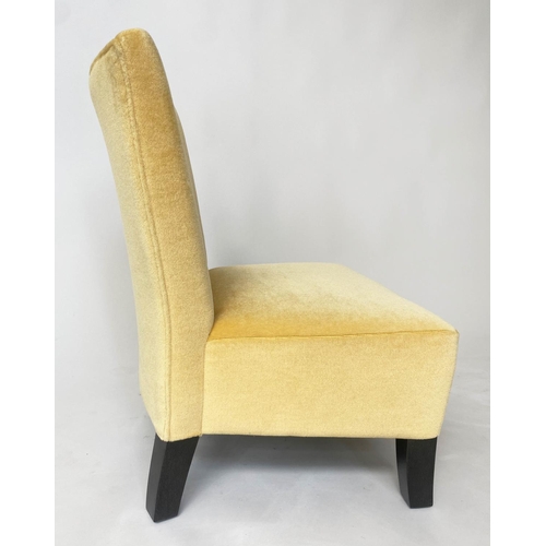 186 - 'SCOTT' COCKTAIL CHAIRS, a pair, by Philippe Humel, yellow mohair upholstered with square tapering s... 