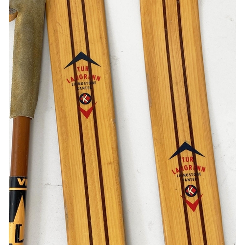 187 - SKIS, a set of three pairs, 1960s Norwegian cross country traditional plywood construction, each wit... 