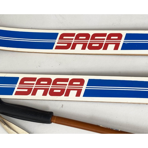 187 - SKIS, a set of three pairs, 1960s Norwegian cross country traditional plywood construction, each wit... 